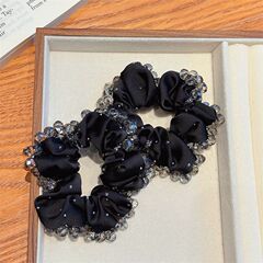 フランスの新しいスタイルの輝くダイヤモンドヘッドロープ、黒の小さな香りのポニーテールヘアロープ、高弾性と耐久性のあるボールヘアリング