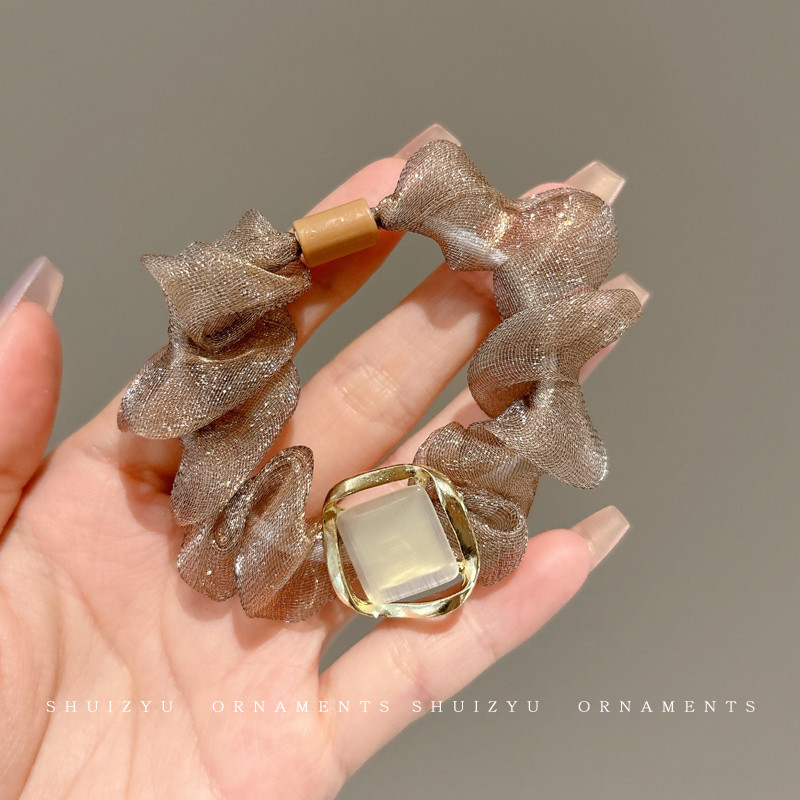 Perlas de terciopelo de alta sensación, anillo de cabello de intestino grande, temperamento femenino elegante, cuerda de cabello de cola de caballo baja, cuerda de cabello de alta elasticidad no dañada