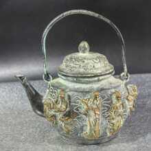 批发仿古纯铜仿青铜鎏金八仙酒壶茶壶青铜器家居铜壶工艺品摆件
