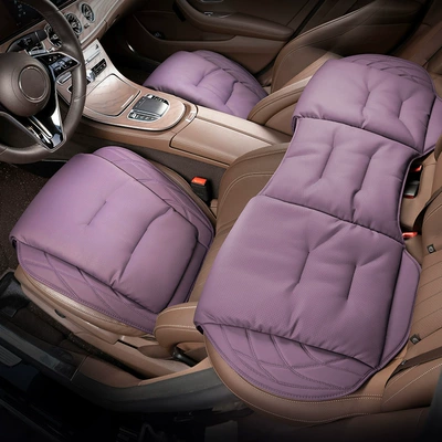 Seat cushion, seat cover | driving universal four seasons nappa leather - front-and-rear-three-piece-set-misty-purple-s-style-nappa-leather