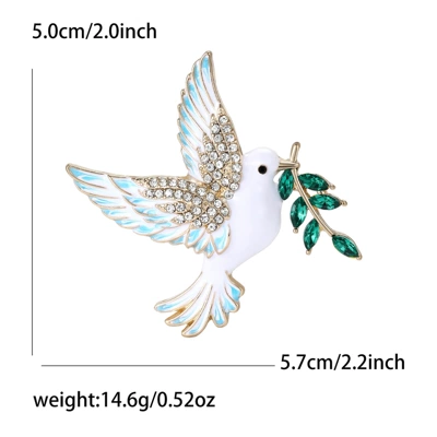 New Stylish and Exquisite Alloy Enamel Dove Brooch, Versatile and Elegant, Suitable for Women's Sweaters and Coats, Decorative Pin (Yaxa sancaqları) - green-4775-gn