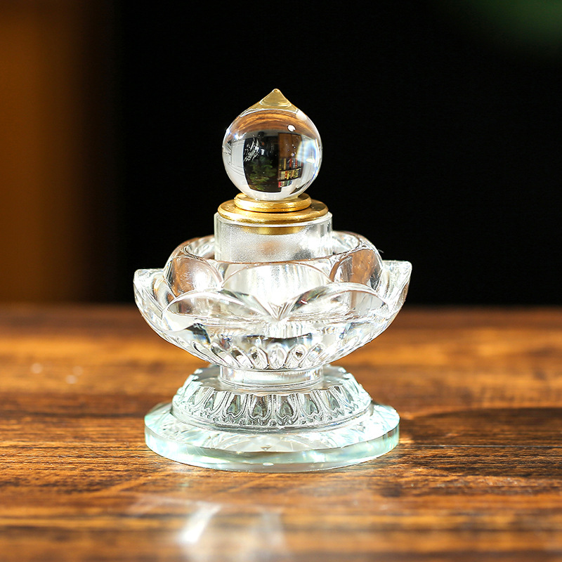 Crystal Sarira Stupa Filled with Saffron offerings for Relics Gān lù Pills Bodhi Tree Ornament Baqie Yin Dharani Stupa