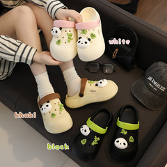 厚底增高洞洞鞋熊貓款2024夏季外穿踩屎感沙灘防滑包頭半拖鞋女