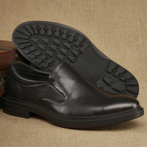 Men's genuine leather black slip-on soft-soled leather shoes formal business leather shoes breathable first-layer cowhide slip-on leather shoes