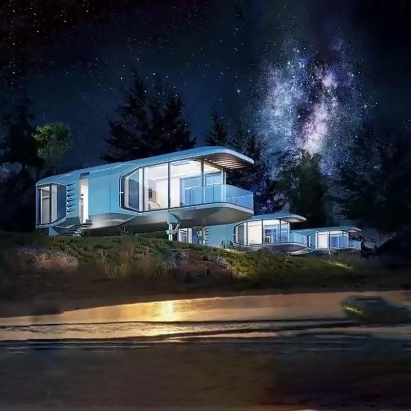 Futuro acampado al aire libre casa de vacaciones estrella tienda de campaña hotel de lujo salvaje celebridad en línea cápsula espacial móvil alojamiento residencial