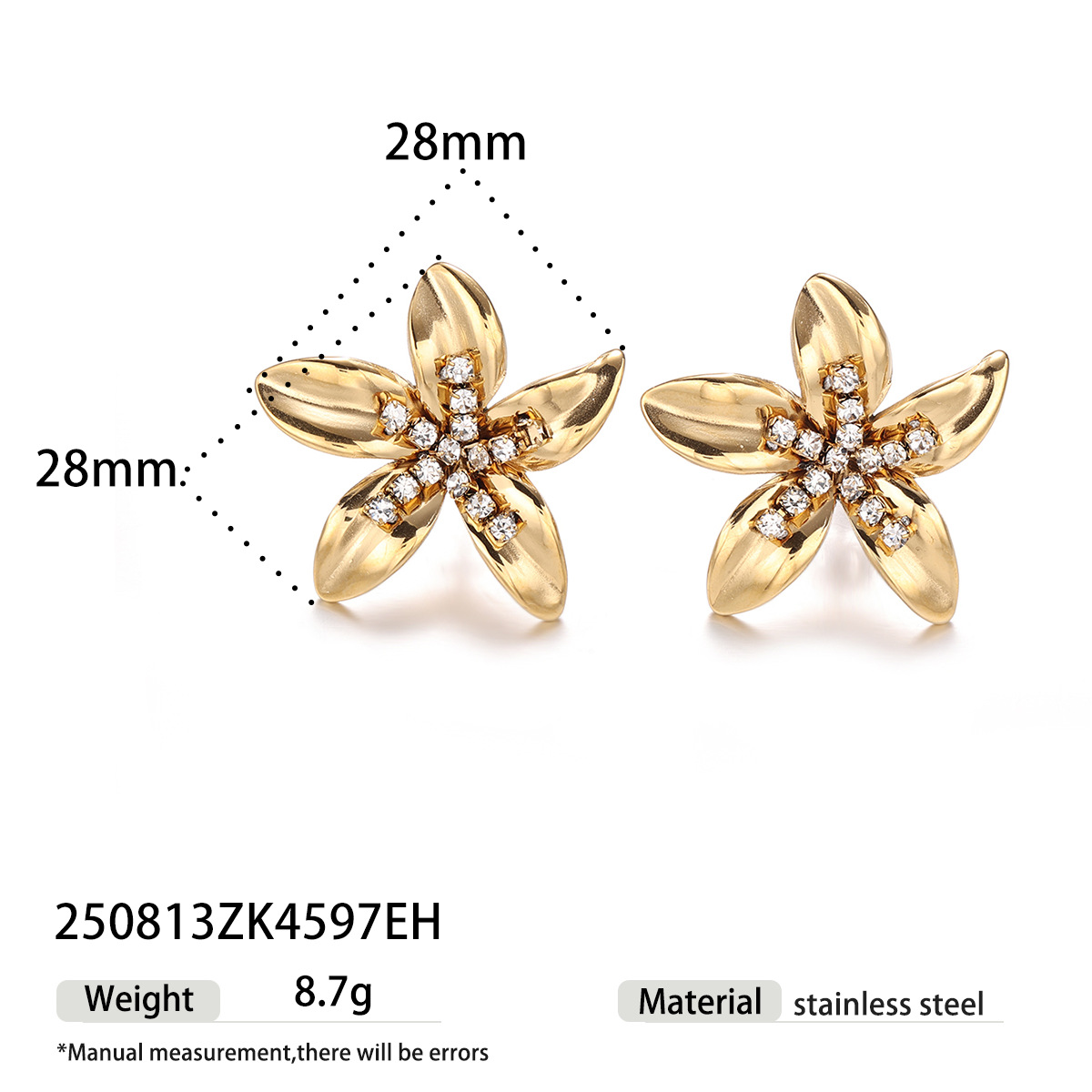 Tina Europa y los Estados Unidos de acero inoxidable ligero de lujo nicho flores perlas diamantes pendientes no desvanecen pendientes de venta caliente transfronterizos mujeres
