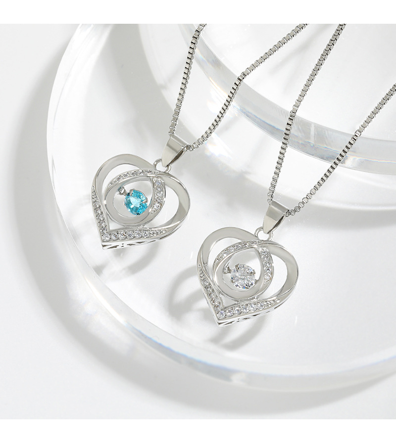 Simple Style Heart Shape Copper Hollow Out Inlay Zircon Pendant Necklace 1 Piece