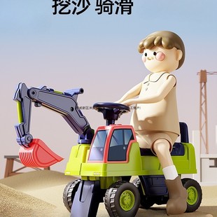 Children's Scooter Excavator Toy Car Baby Anti-Rollover Four-Wheel Balance Car 1 to 3 Baby Excavator Toy