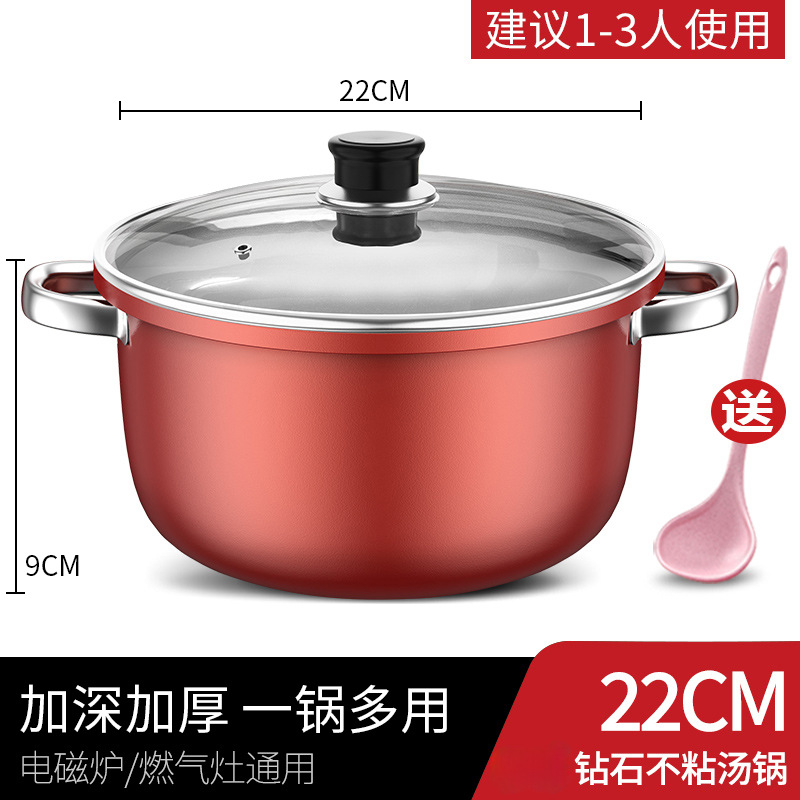 Tapa templada de olla de sopa roja de 22cm