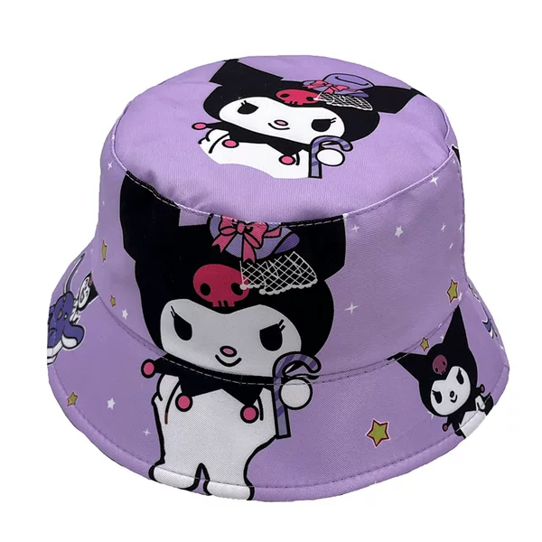 Sanrio Kulomi Cartoon Children's Fisherman Hat Merlot Basin Hat Sunshade Hat Big Children's Head Circumference 56CM