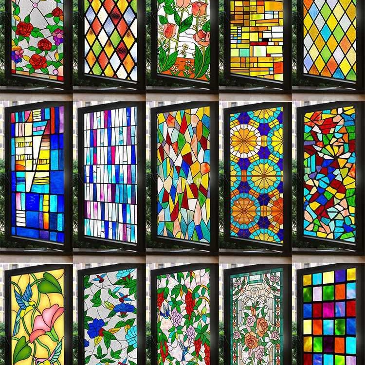 批发窗户贴纸防走光卫生间透光不透明彩色玻璃贴膜浴室窗贴静电免