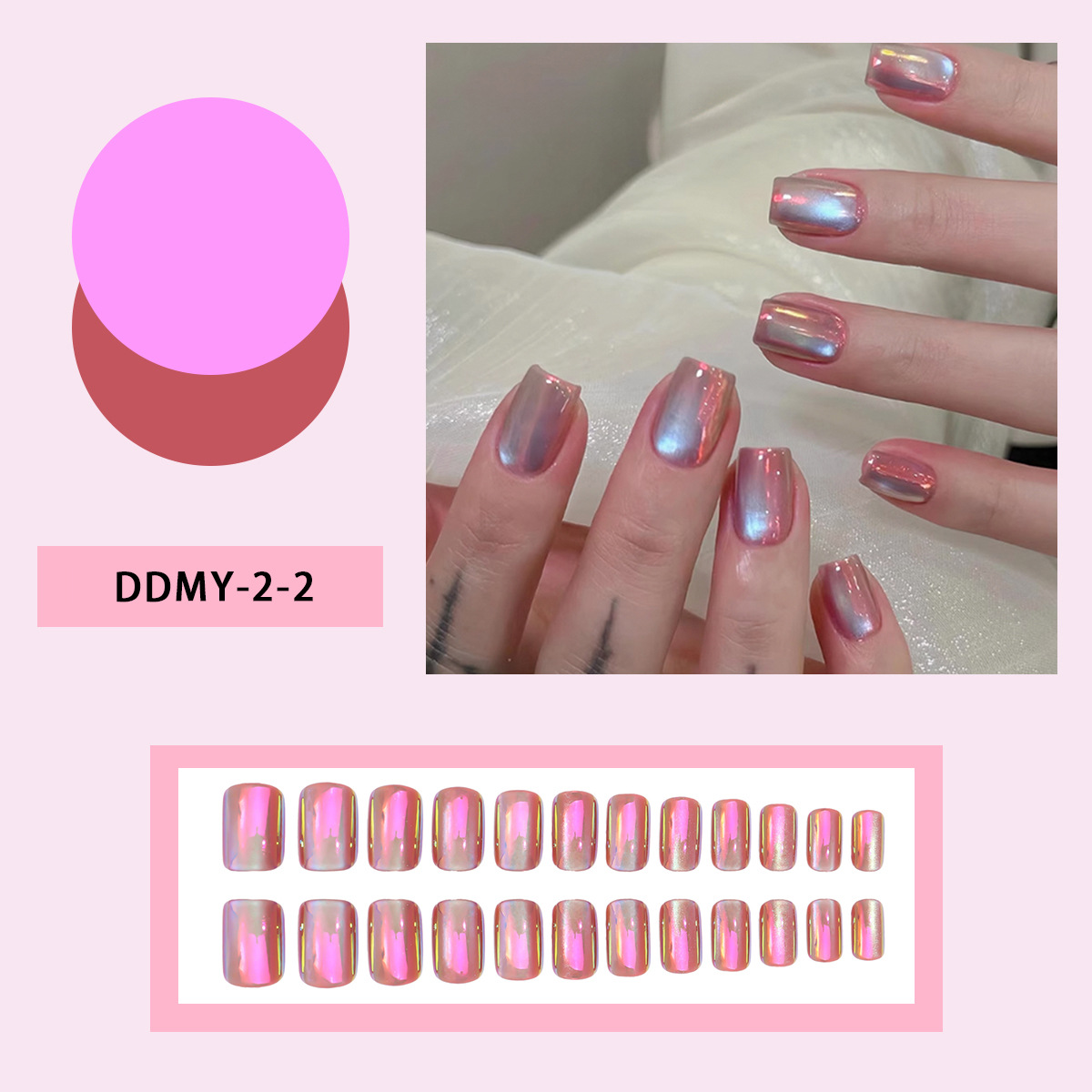 Uña de ojo de gato, 24 piezas de uñas de ojo de gato, fantasía de color, productos terminados de uñas al por mayor.