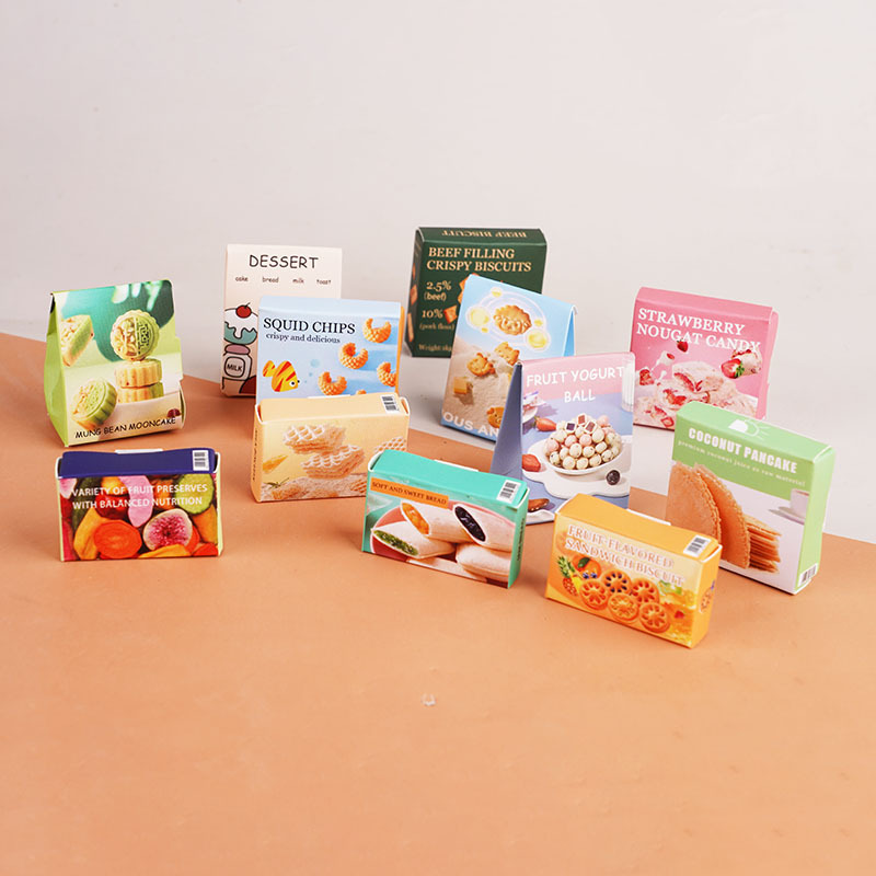 Good-Looking Mini Artificial Food Toy Supermarket Shelf Doll House Supermarket Shelf Snack Box Paper Model Ornaments Toy