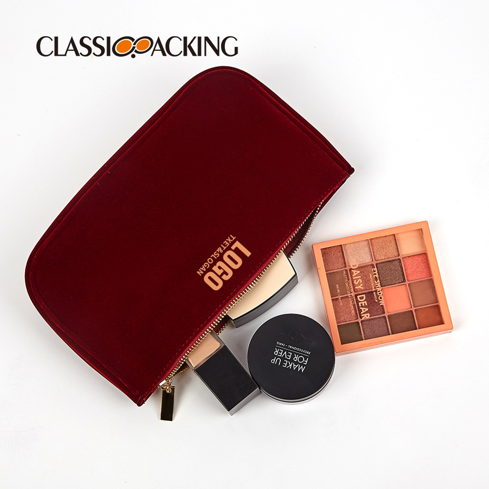 Venta al por mayor de fábrica de franela bolsa de cosméticos cena bolsa de almacenamiento de maquillaje de mano bolsa de almacenamiento de cremallera de gran capacidad LOGO se puede agregar