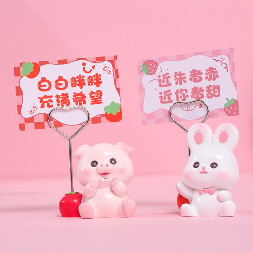 Cute Q Pet Time Note Holder Cute Pet Small Animal Multifunctional Desktop Decorative Ornaments Creative Office Note Holder