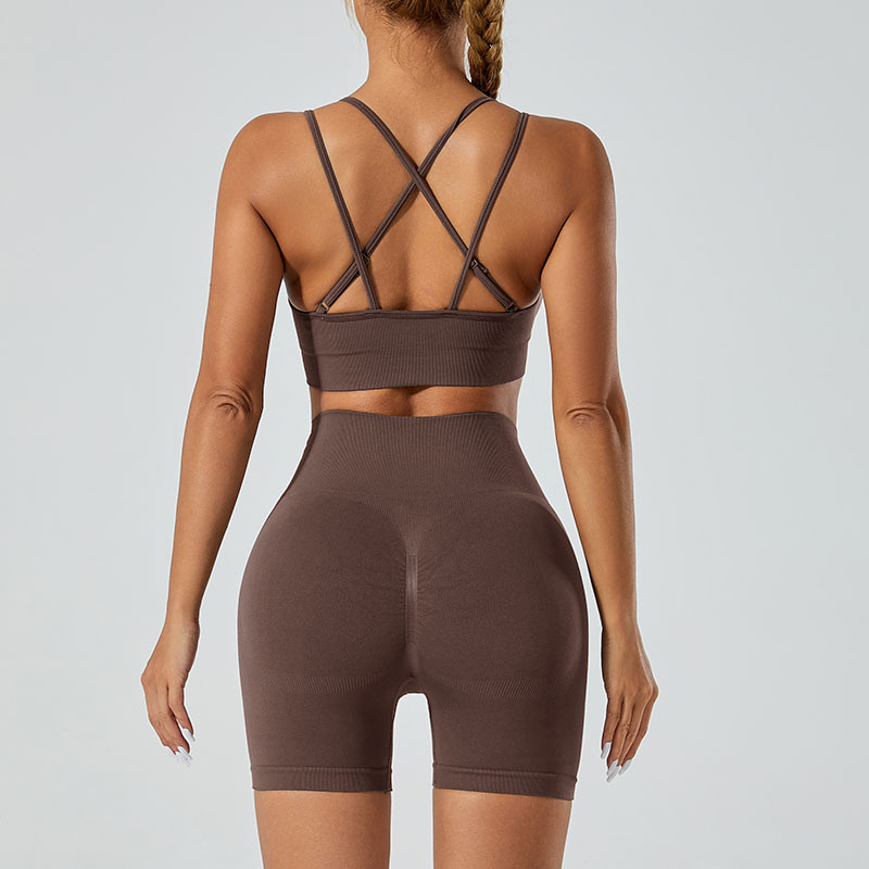 Nueva ropa interior deportiva de recolección sin costuras transfronteriza, pantalones de yoga de cintura alta y glúteos, ropa de fitness para correr, traje de yoga deportivo