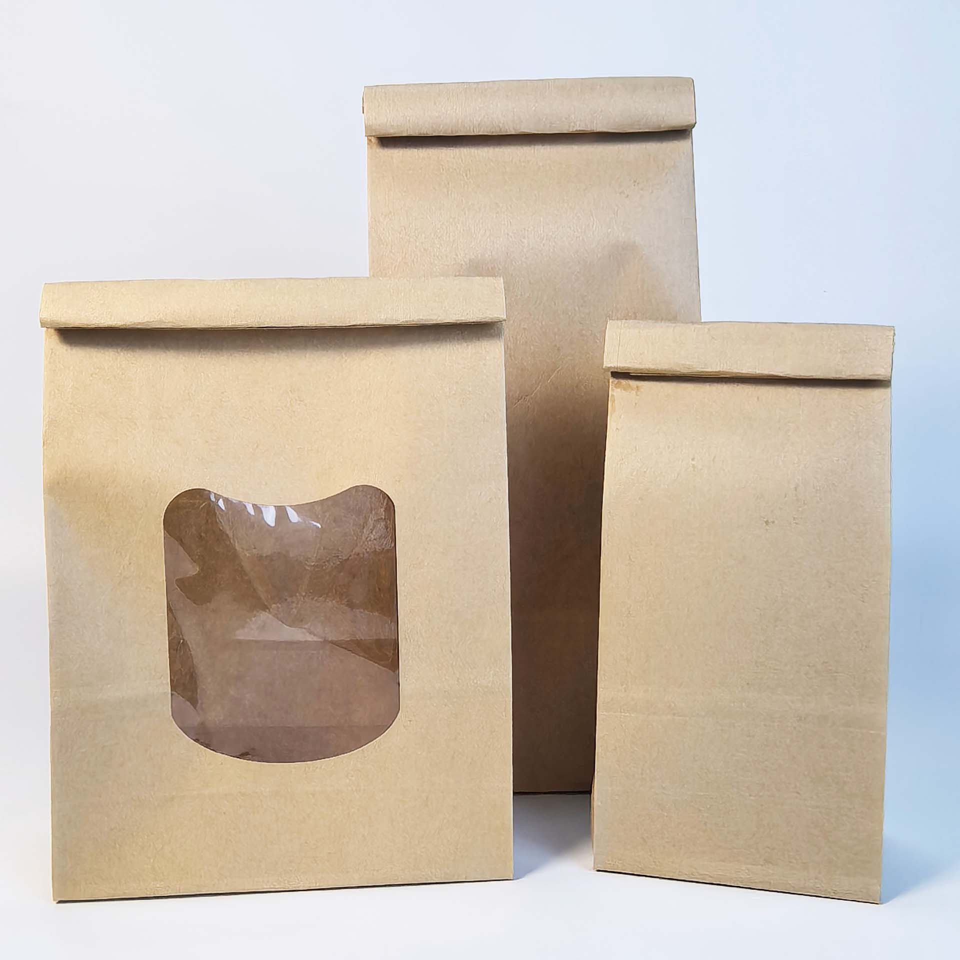 牛皮纸袋 贴条/拇指扣/开窗 无印刷内容烘焙食品包装袋