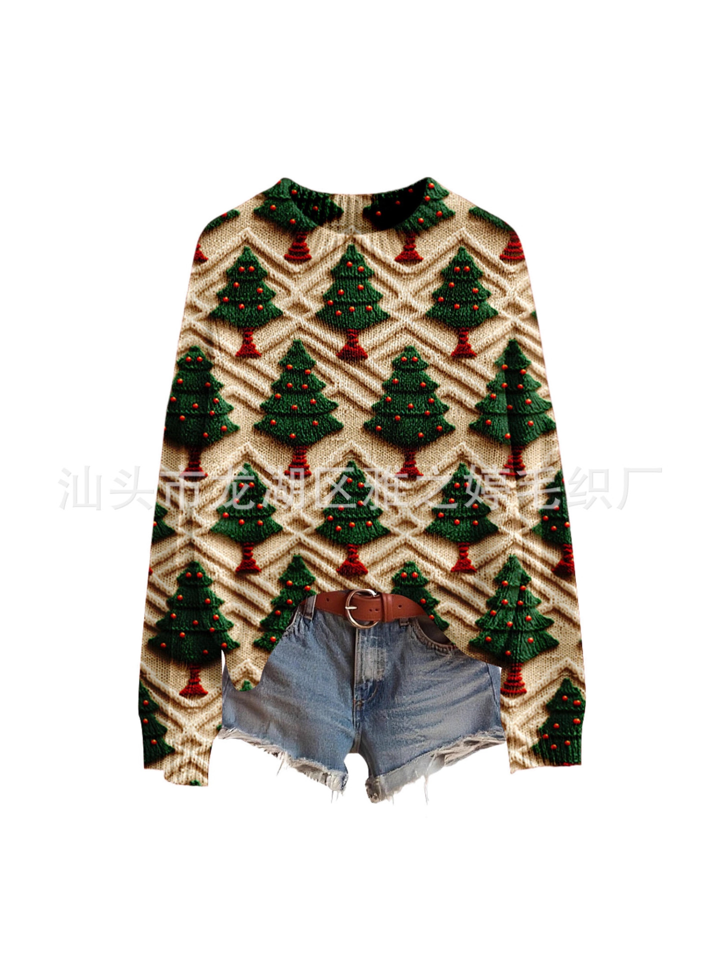 Jxx-Yzh-Yt4 Christmas Popular Round Neck Pullover Printed Sweater European and American Fair Isle Retro Christmas Tree
