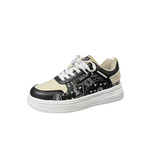  spring ins style cashew flower retro casual sneakers chic street shooting niche college thick-soled sneakers for men