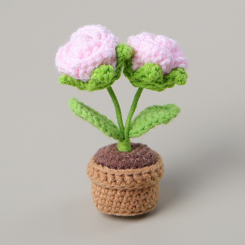 完成品クロスボーダー手作りウールかぎ針編み忘れなしひまわり模擬花鉢植えクリエイティブデスクトップ装飾品車の装飾造花|undefined