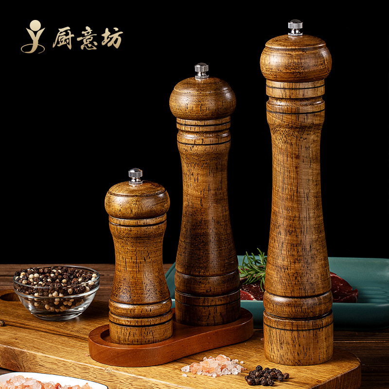 Manual 5-inch 8-inch 10-inch grinder pepper grinder Oak pepper Freshly ground pepper seasoning jar grinding bottle Manual 5-inch 8-inch 10-inch grinder pepper grinder Oak pepper Freshly ground pepper seasoning jar grinding bottle