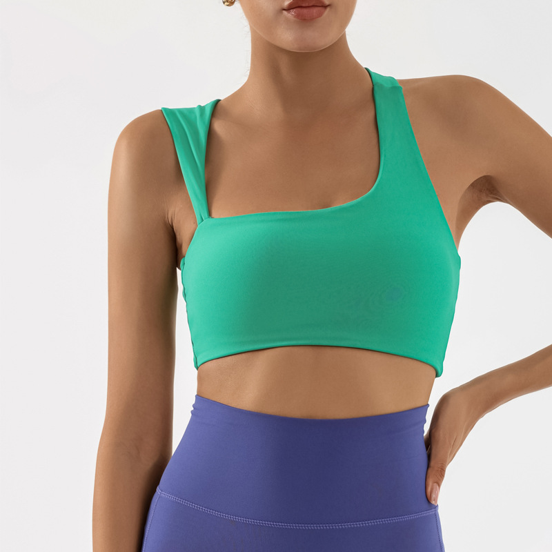 Yoga transfronteriza europea y americana, ropa interior deportiva para correr, ropa interior femenina desnuda, estilo chaleco, entrenamiento de fitness, sujetador, sujetador