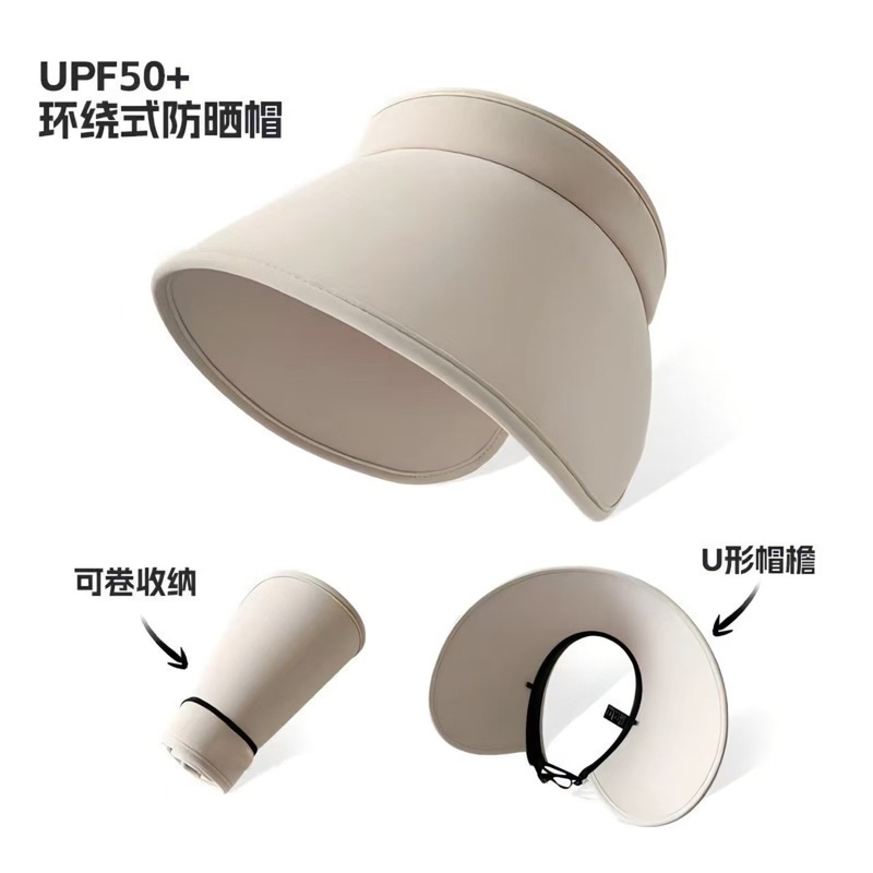 UPF50+ サイクリング日焼け止め帽子女性用、紫外線防止、大きなつば、空のトップ、首の保護、顔の保護、折りたたみ可能な薄い日よけ帽子|undefined