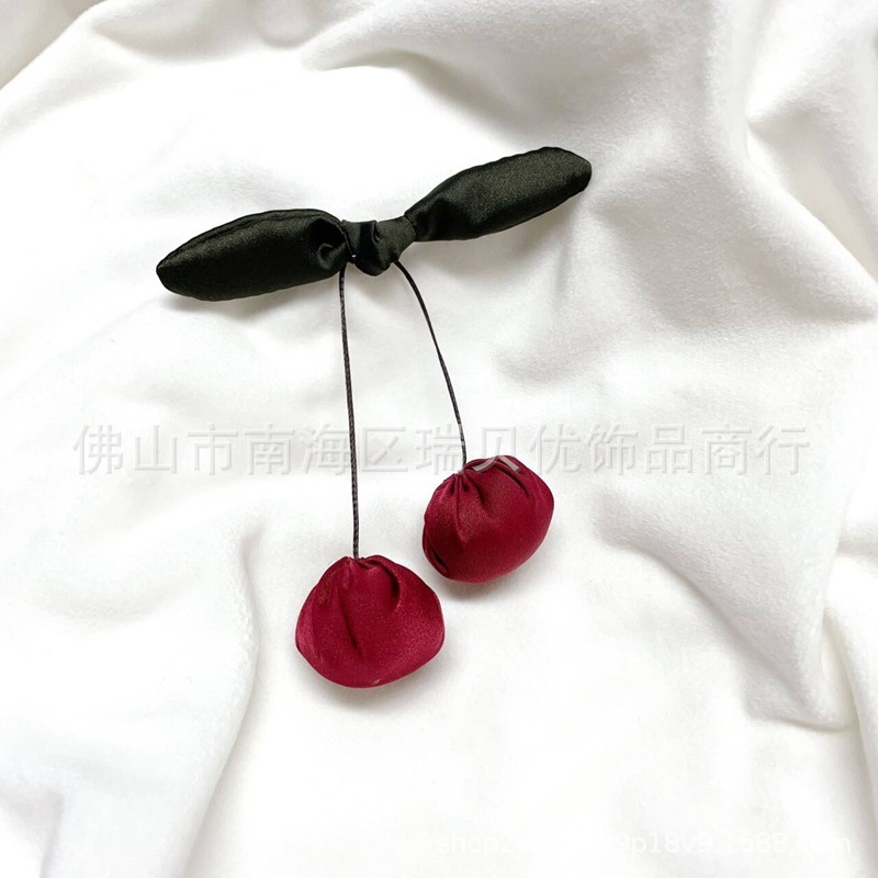 新款ins樱桃服饰发饰配件辅料亮面樱桃叶子批发潮服潮袜亮面樱桃|undefined