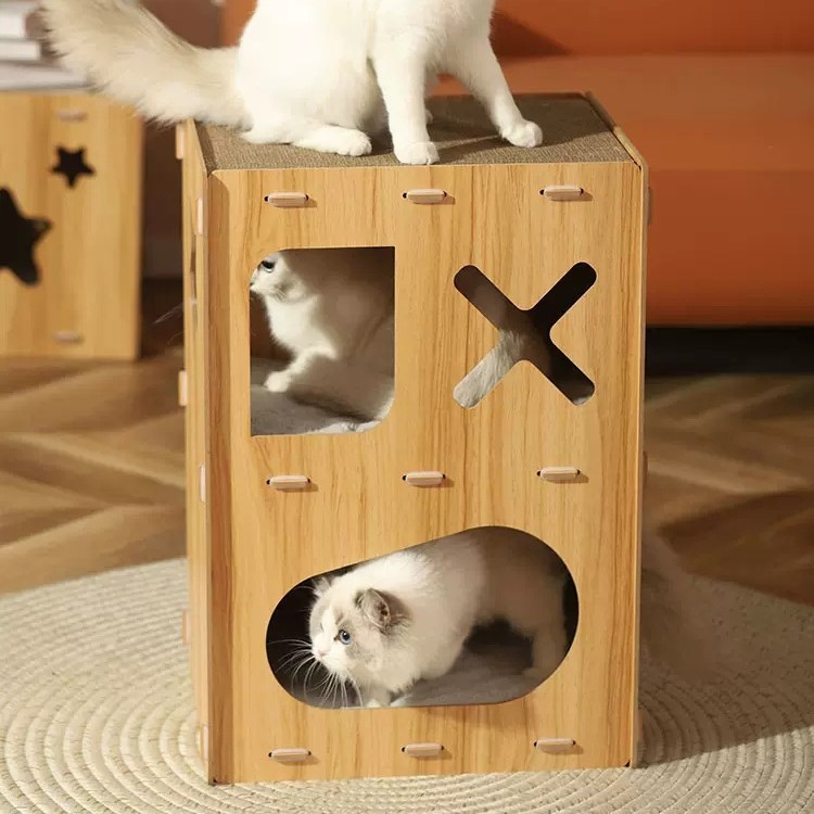 Pet cubo nido marioneta gatito lindo cuatro estaciones universal Villa gato molienda garra Jugar resto integrado suministros de la casa