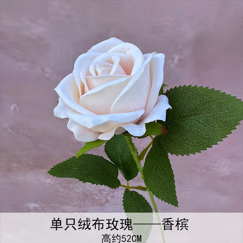 Artificial Rosa sola franela Rosa flor artificial boda decoración del hotel decoración del hogar arreglo de flores flor artificial Rose