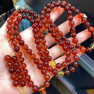 Natural blood pearl beads bracelet 108 wine red crystal clear high amber bracelet multi-circle diy accessories text play