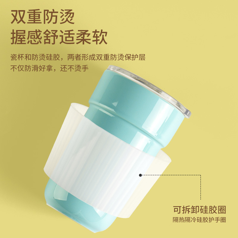 Taza de cerámica casual creativa taza de acompañamiento taza de paja taza de café con tapa para llevar logotipo tallado