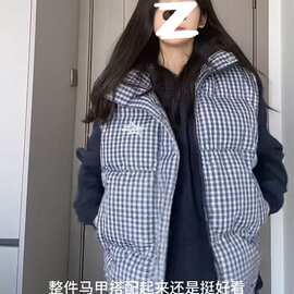 【原版做工】棉服马甲 立领格子无袖棉服马甲外套图片色