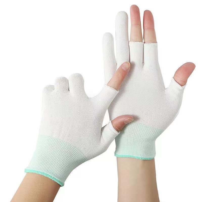 Thin Fingerless Tea Picking, Fishing, Protective Half-Finger Gloves For Packing And Sorting, Nylon Sunscreen High_voghion.com