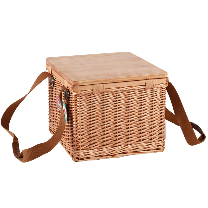 Cesta de picnic de Sauce de Venta caliente de comercio exterior con tapa Correa portátil multi-especificación cesta tejida a mano cesta de verduras gran cantidad en stock