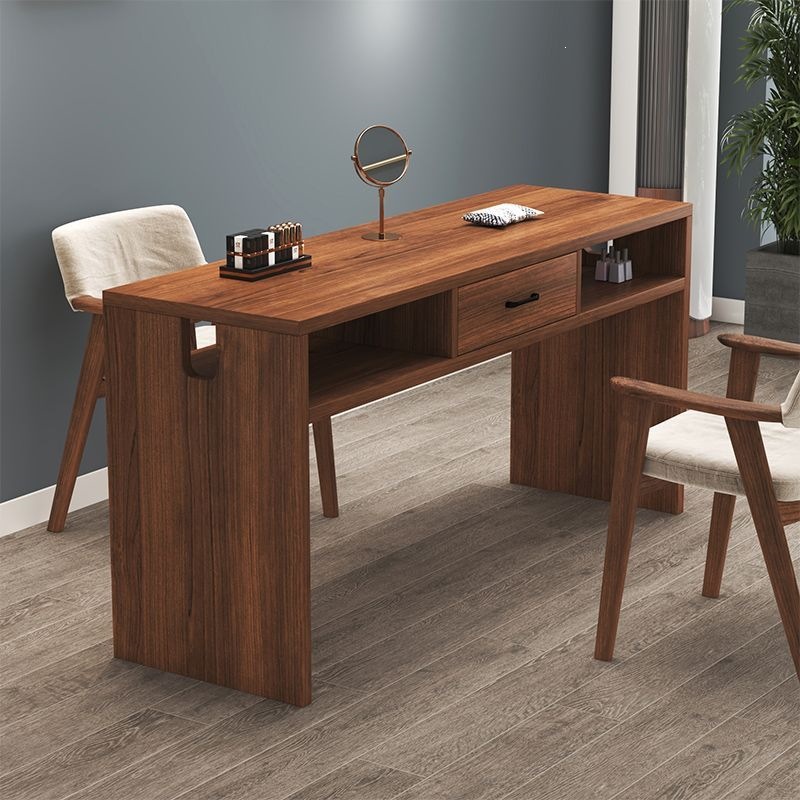 Upgraded and thickened vintage manicure table, specialized for nail salons, made of solid wood, multifunctional, simple design, double-seater long table
