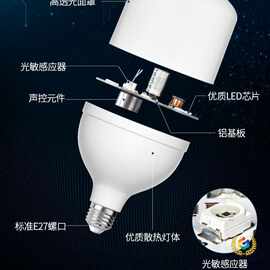 ↬Kuppet佛山5w声光控t灯泡led超亮车库楼梯物业楼道E27智能感应