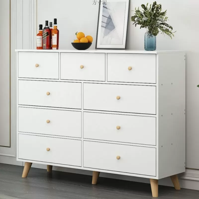 美式斗柜九斗柜家用卧室储物柜简约五斗橱实木腿抽屉式美甲落地柜