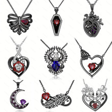 欧美跨境货源新品暗夜风心形心脏红钻项链人体器官个性设计项饰