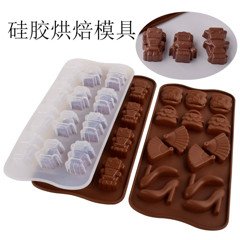 12 даже робот строительный блок обувь веер силиконовый шоколад конфеты печенье торт выпечка формы ледяной формы