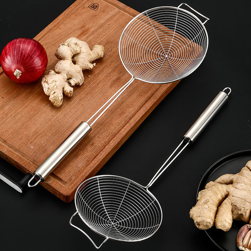 Stainless steel wire colander filter sieve household oil drain kitchen hot pot frying large and small dumpling noodles spoon