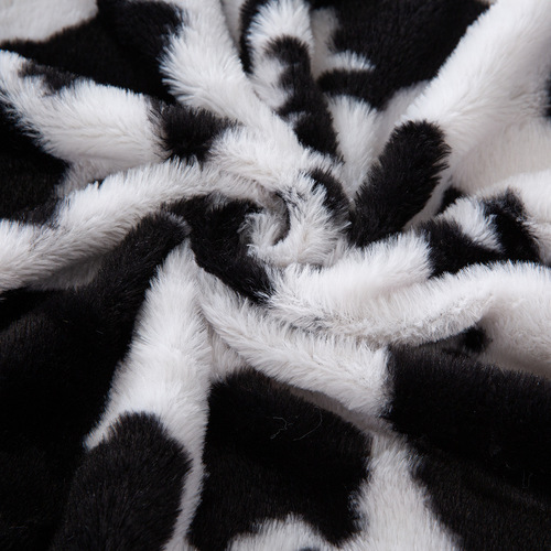 Ready-made two-color big cow pattern rabbit fur printed fabric imitation rabbit hair animal pattern clothing hats boxes and bags fabrics
