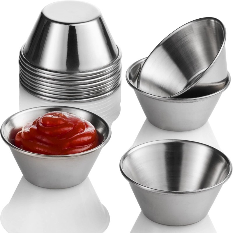 1.5oz stainless steel sauce cup multi-piece set for cross-border Amazon, small dipping bowls for Western food, commercial mini sauce containers