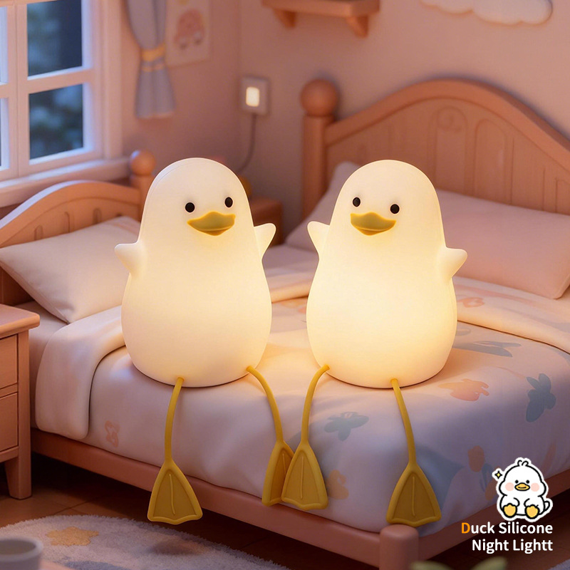 Red popularidad pato largo patas luz de noche de silicona lámpara de juguete para niños lámpara de mesa de dormir lámpara de atmósfera de comercio exterior transfronterizo