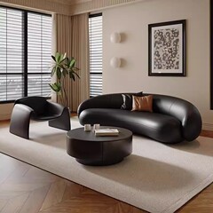 軽くて豪華な曲面ソファ、小さなオフィス、インターネット有名人の賃貸住宅、B&B、衣料品店、黒猫スクラッチレザースモールソファ
