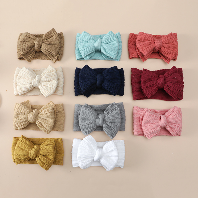 Simple Style Bow Knot Nylon Jacquard Hair Band 1 Piece2