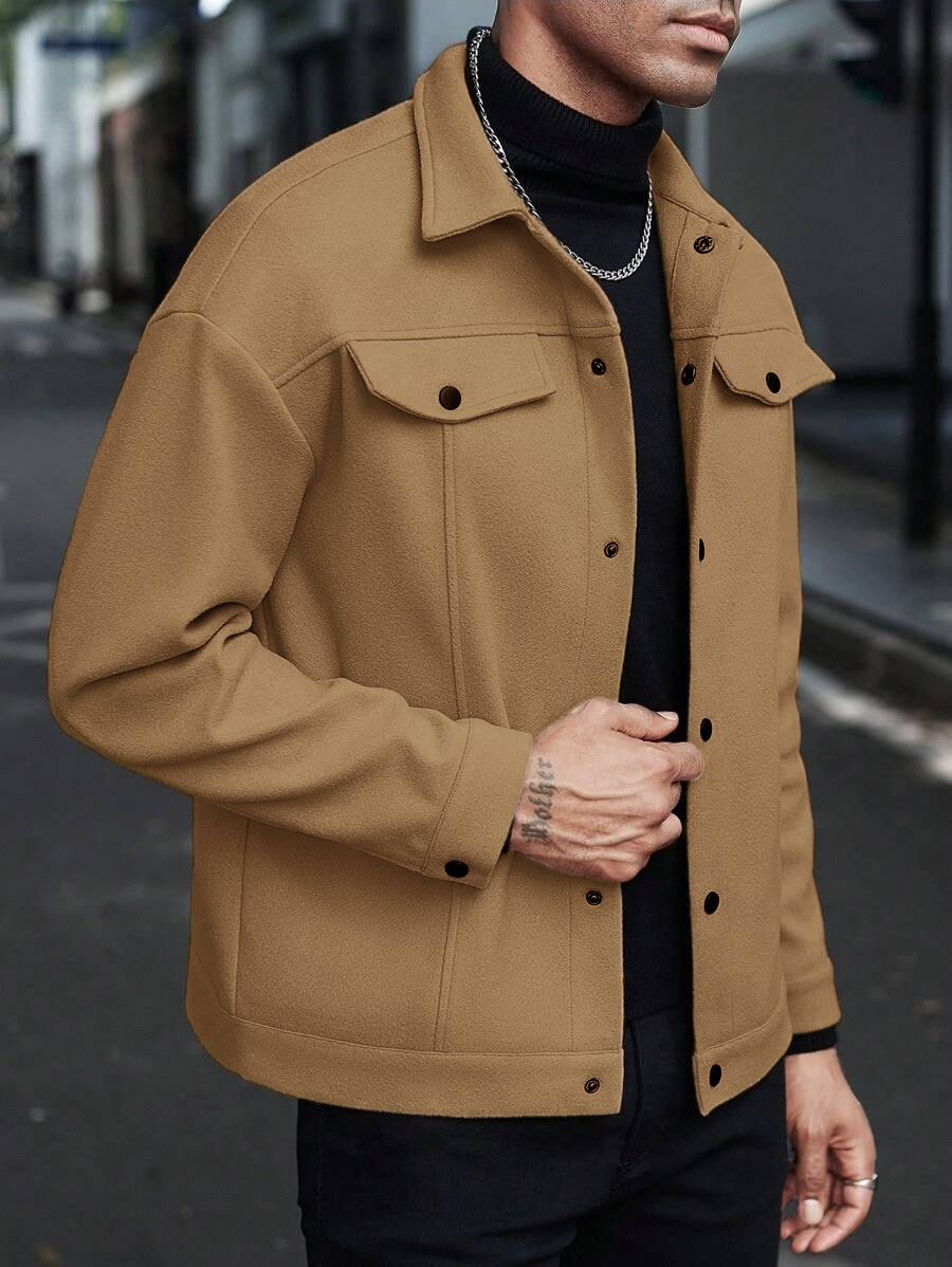 Transfronterizos Europa y América Amazon TEMU nuevo otoño y invierno con solapa de lana chaqueta de hombre chaqueta deportiva de herramientas casuales para hombres