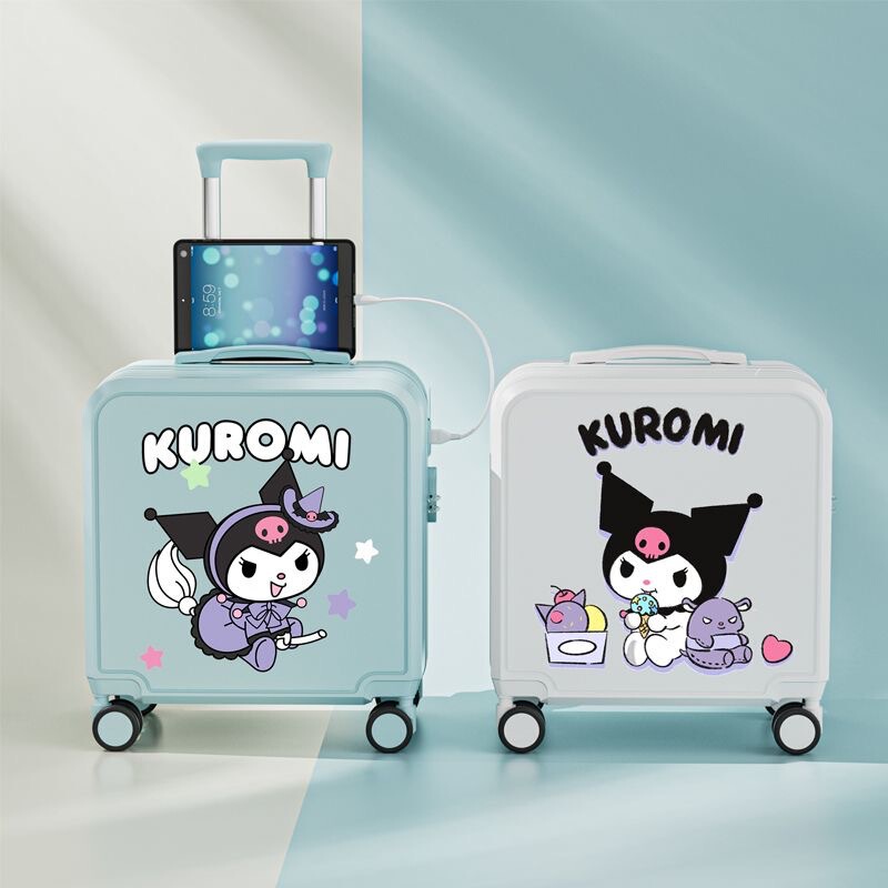 Customized Cartoon Suitcase, Small Carry-On Suitcase, Lightweight 18inch Children's Trolley Suitcase, Kuromi Travel Suitcase, Carry-On Suitcase