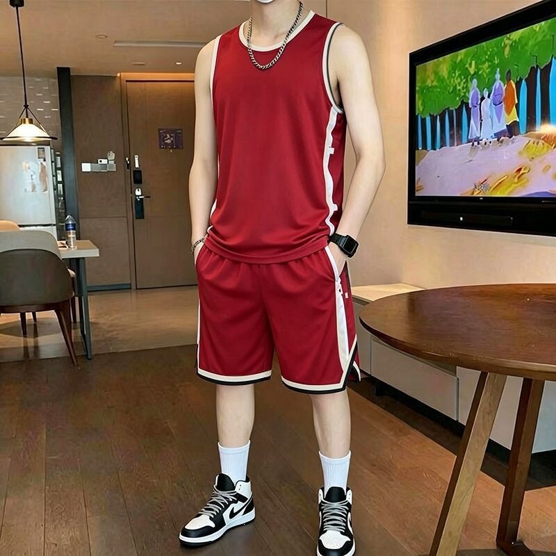 Summer Fitness Running Quick-Drying Casual Sports Suit Men's 2026 Shirt Vest Shorts Basketball Uniform Jersey in Stock Summer Fitness Running Quick-Drying Casual Sports Suit Men's 2026 Shirt Vest Shorts Basketball Uniform Jersey in Stock