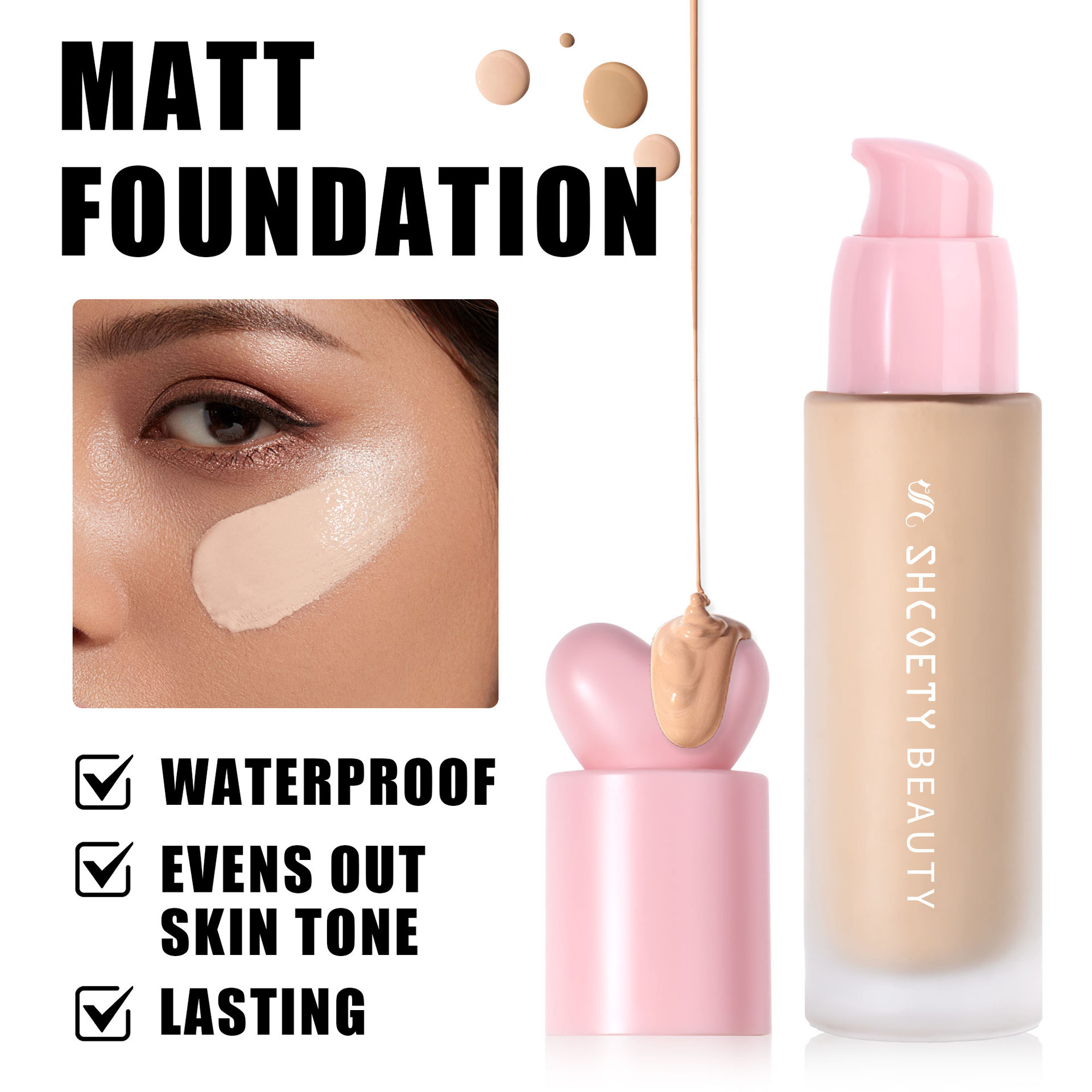 SHCOETY Cross-border Foundation matte Concealing Long-lasting Makeup without smudge, Pore-invisible Foundation, European and American Foundation cream undefined